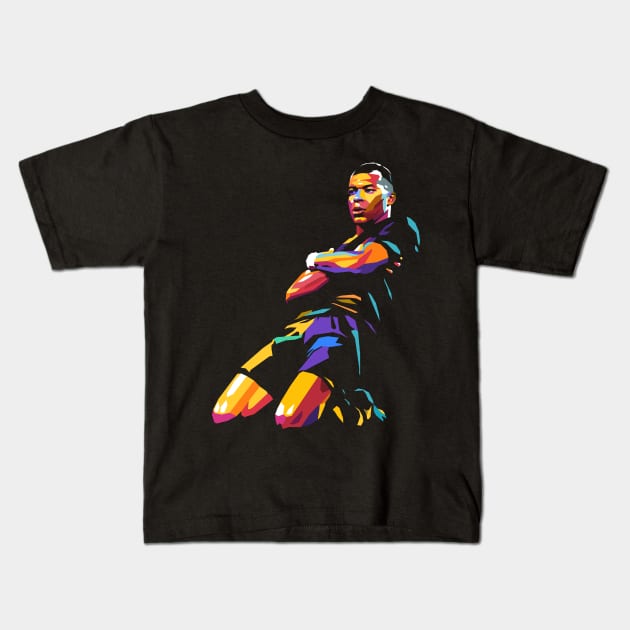 Football Player Pop Art Kids T-Shirt by Gariswave